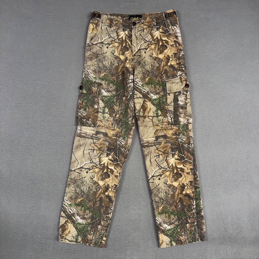 Cabelas Pants Mens 30x32 Camo Realtree Straight Cargo Adjustable Waist Outdoor